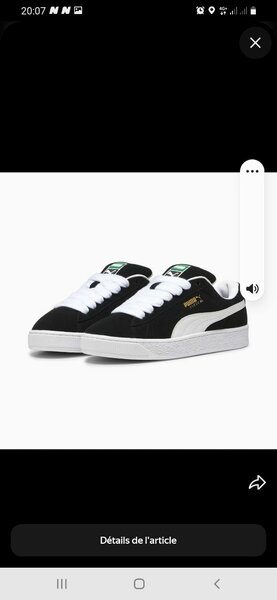 Chaussures Puma noires et blanches