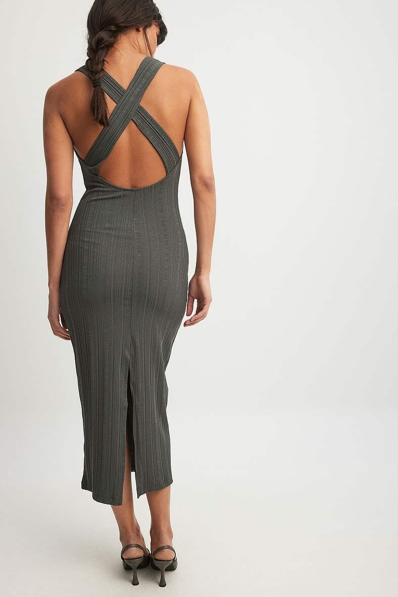 Grey Rib Midi Dress
