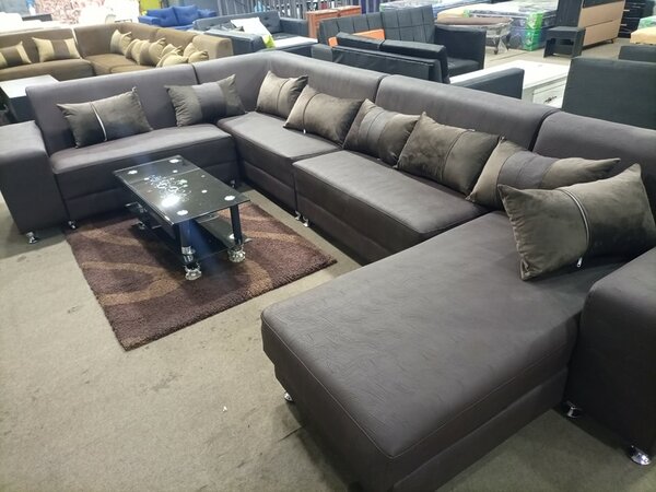 Corner sofa bed, brown