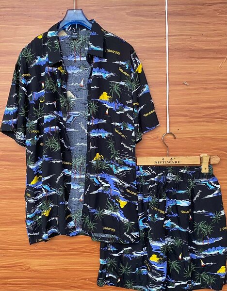 Vintage Mens Shirt Top and Down Shorts