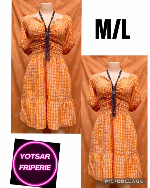 Robe Évasée Orange Bohème M/L