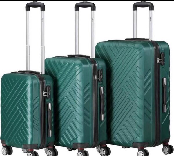 Set de valises vertes à roulettes