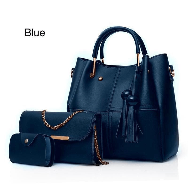 Woman's leather plain Hand bag set