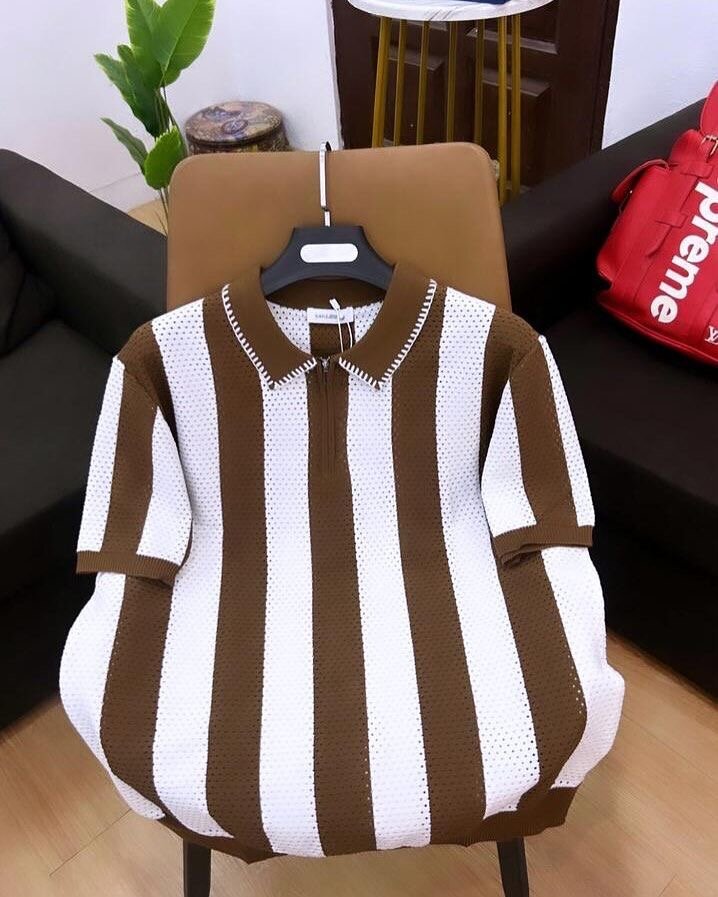 Polo rayé élégant homme