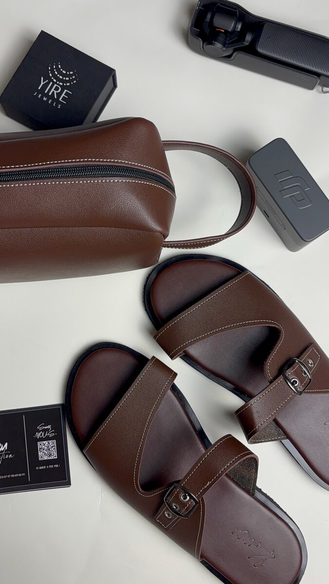 Ensemble en cuir  marron homme