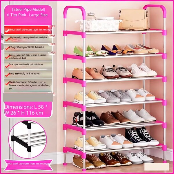 Étagère à chaussures 6 niveaux en métal