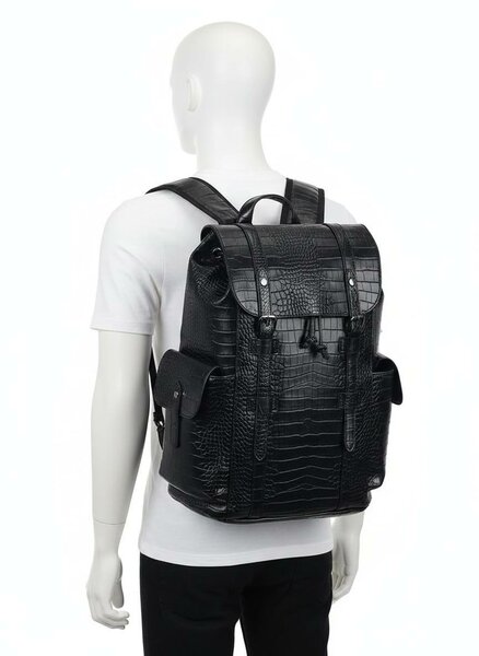 Sac à dos en cuir noir pour homme