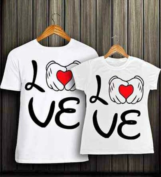 T-shirt couple amour blanc