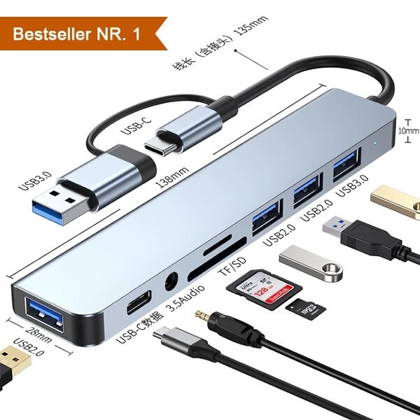 8 in 1 type c  and usb connector