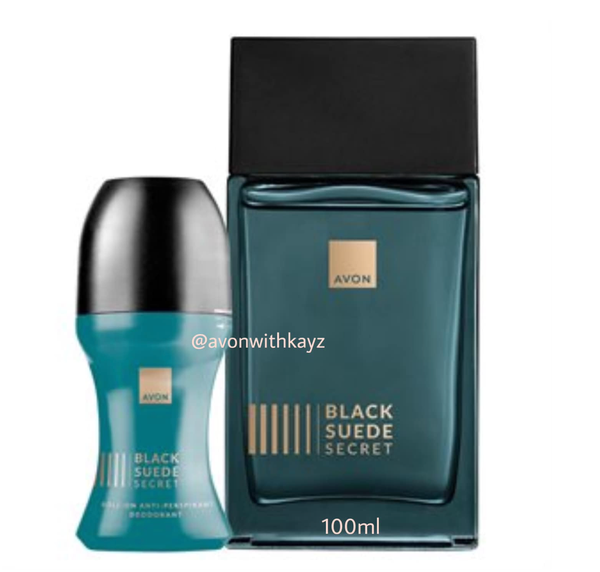 avon black suede secret set