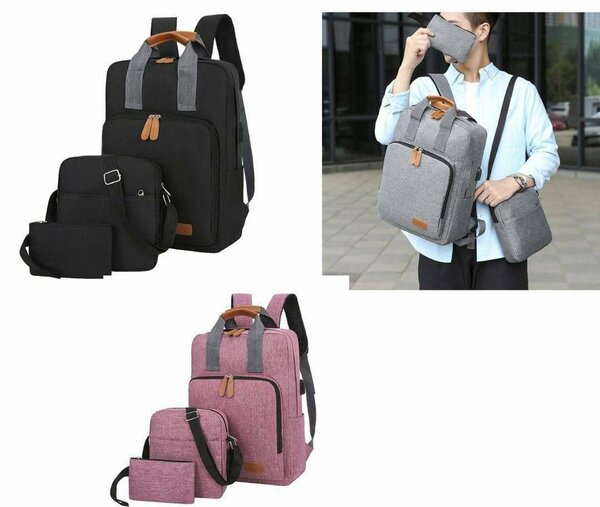 3pcs waterproof laptop travel backpack school bag