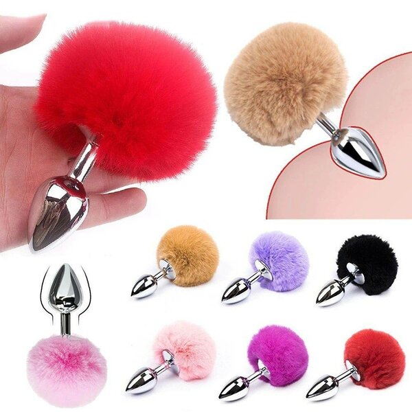 Plug anal avec queue fluffy multicolore