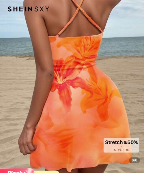 Robe d'été fleurie orange