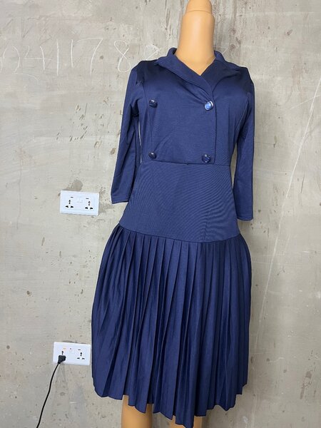 Elegant fashionable blue black dress for work and church