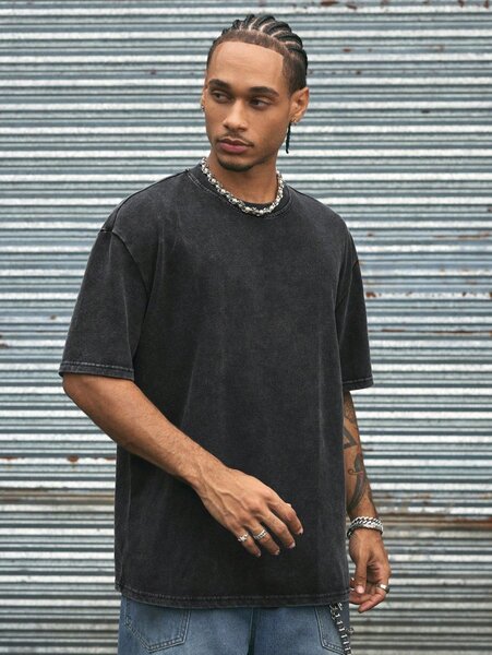 T-shirt oversize noir délavé