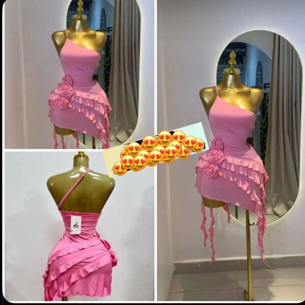 Robe asymétrique rose élégante