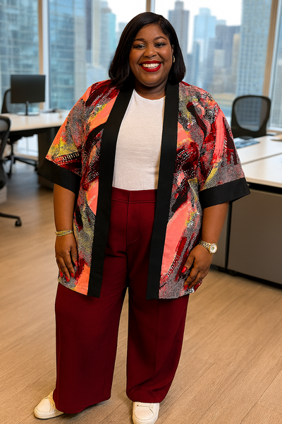 Veste kimono imprimé coloré