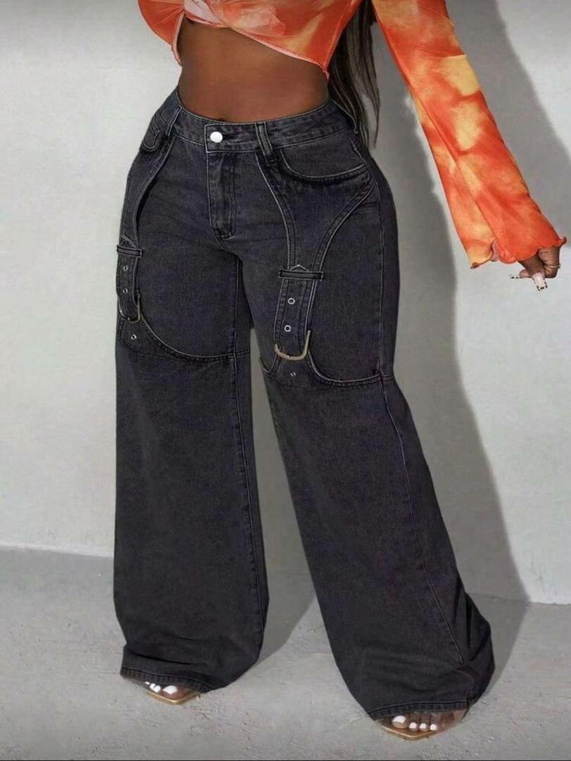 Jeans larges cargo pour femmes