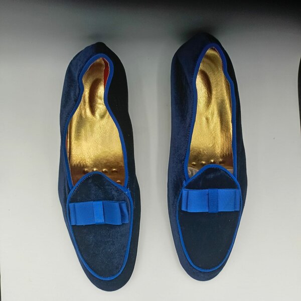 Mocassins bleu en velours
