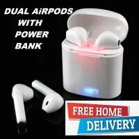 i7S Double Wireless Bluetooth Hand Free with Power Bank Earphones White bluetooth ear phones