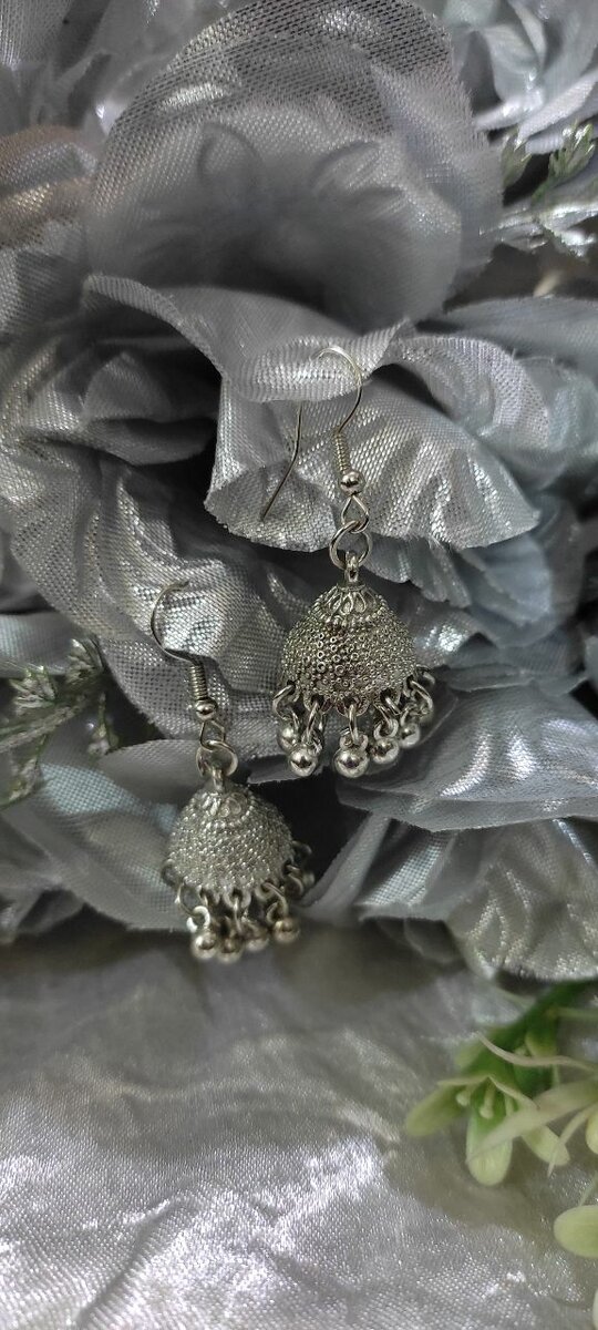 Silver Oxidized Jhumka Earrings
