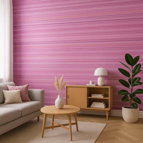 Papier Peint Rayé Rose Intérieur