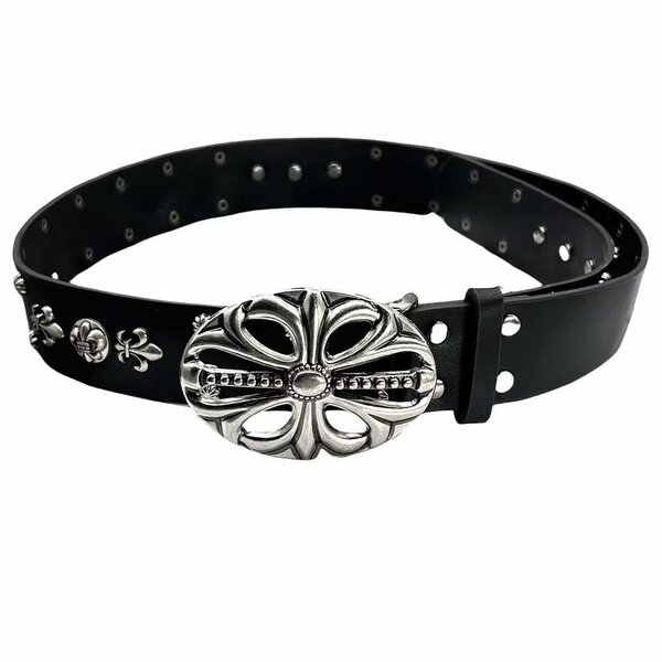 Ceinture en cuir avec boucle argentée