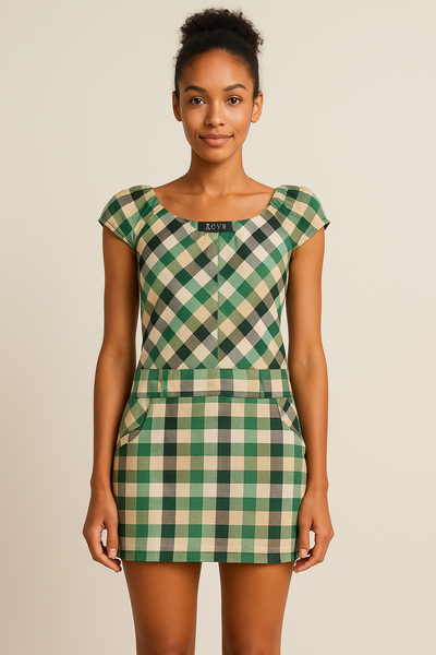 Robe à carreaux verte élégante