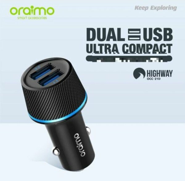 Chargeur de voiture USB double Oraimo