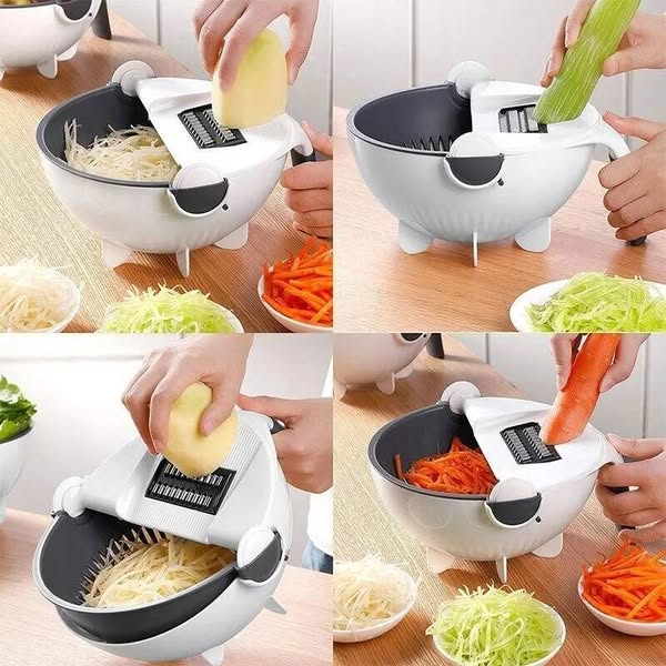 Multi functional vegetable drainer & slicer 