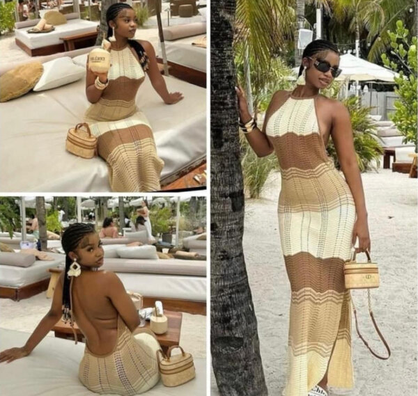 Robe Longue Élégante Rayée