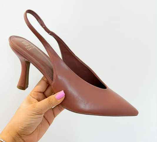 Brown slingback heels