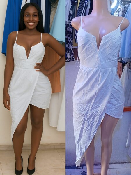 Robe blanche asymétrique