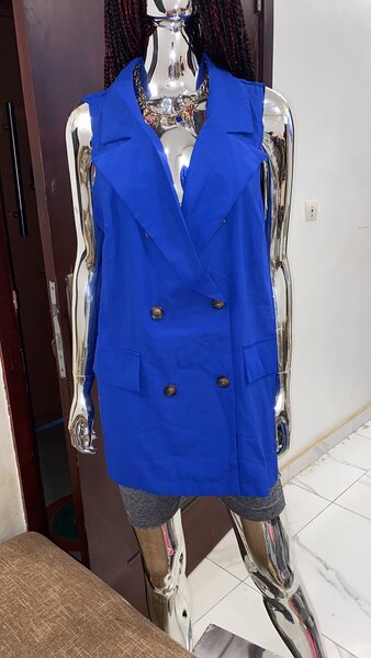Gilet long bleu chic