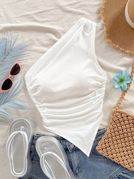 Top asymétrique blanc été