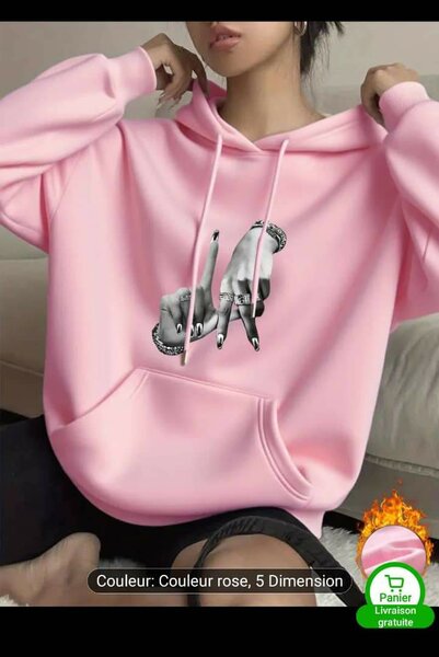 Sweat à Capuche Rose Femme