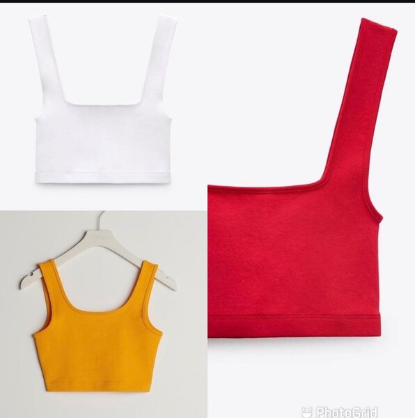 Zara crop tops. Red and orange available.