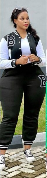 Sports suit, black with print, bomber jacket with buttons