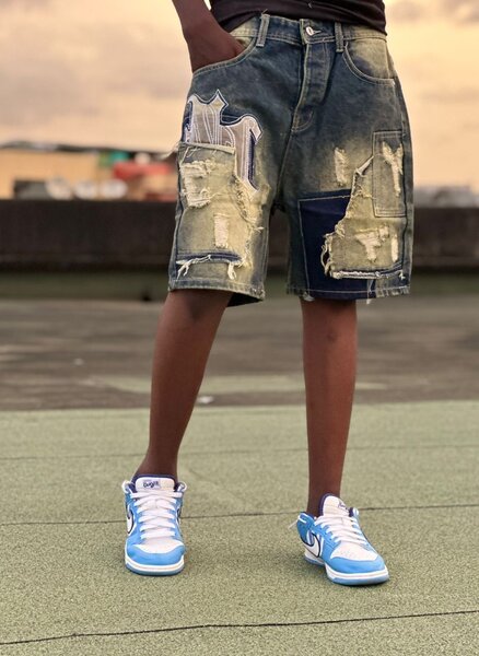 Bermudas en jean patchwork tendance