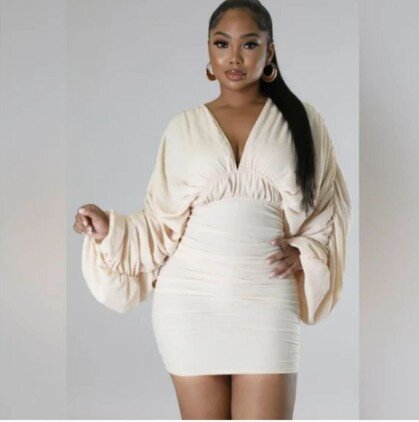 White dress with wide sleeves