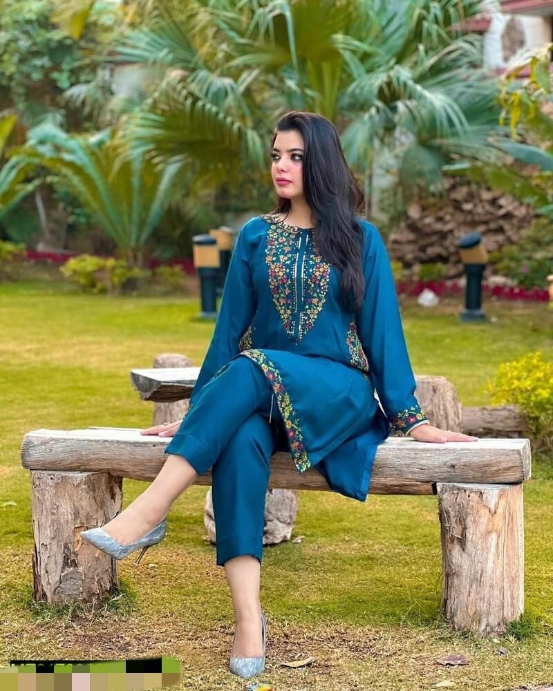 2 pcs women's Stitched embroidery suit