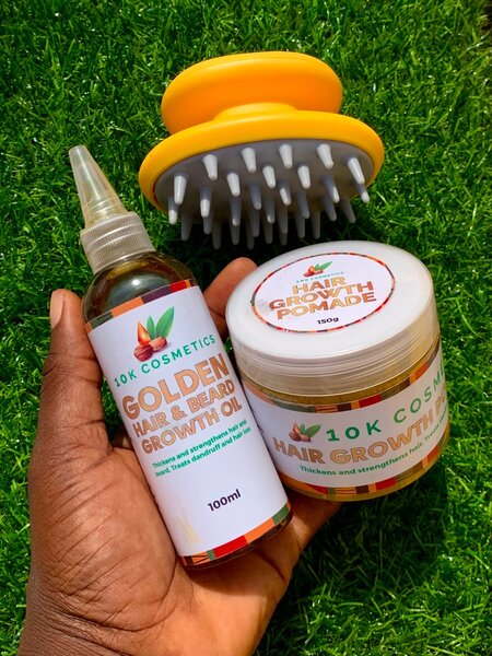Anti-dandruff hair growth oil & pomade + scalp brush combo