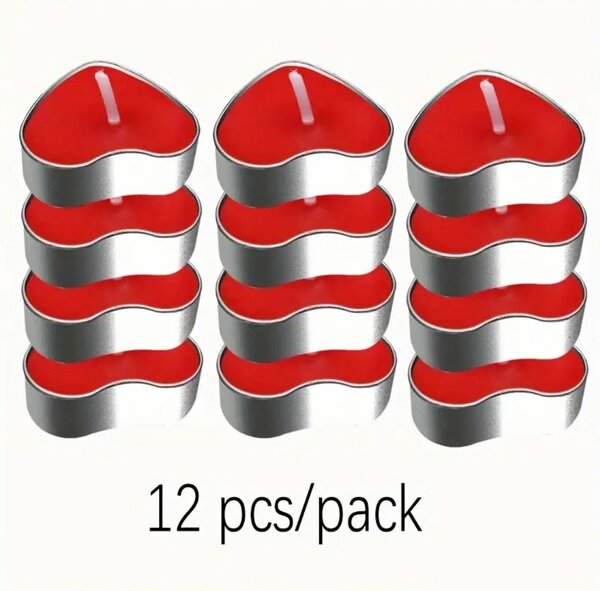 Bougies en forme de cœur - 12 pcs