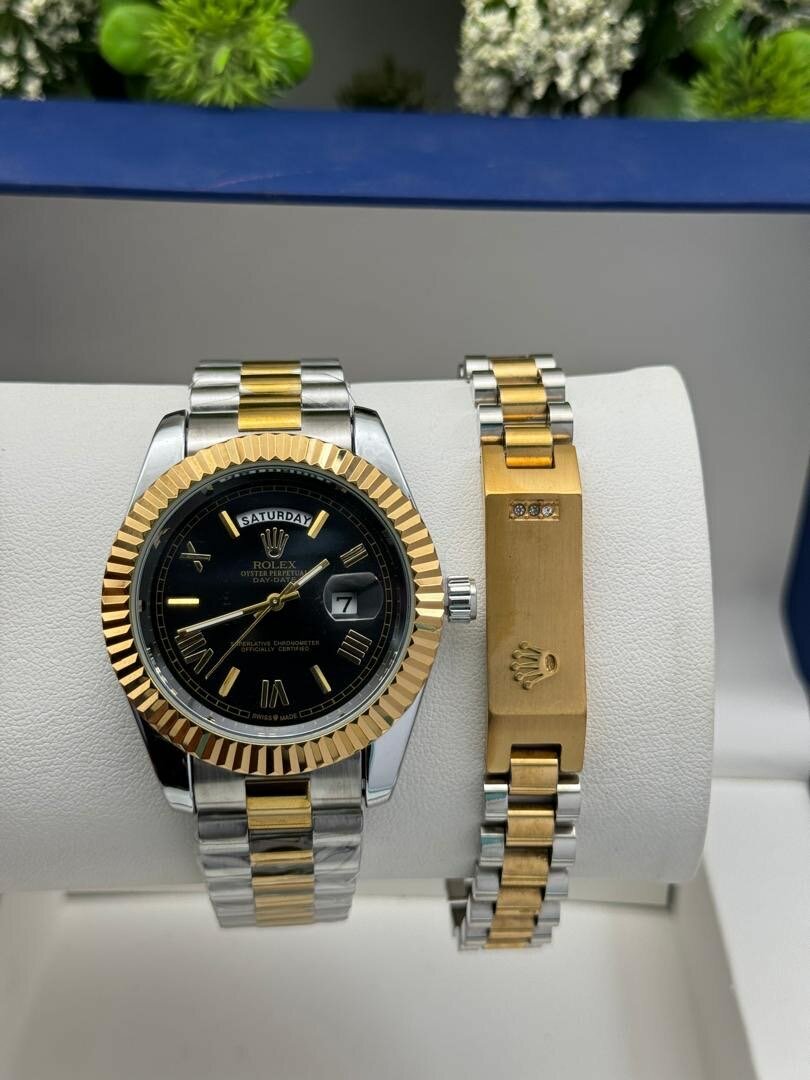 Silver and Gold Rolex Watch Set