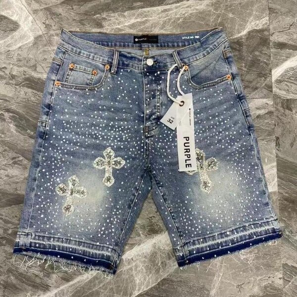 Shorts en jean PURPLE avec strass et motifs
