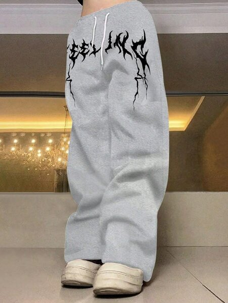 Pantalon de survêtement gris avec motif