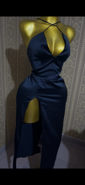 Combinaison longue bleu marine élégante pour femmes