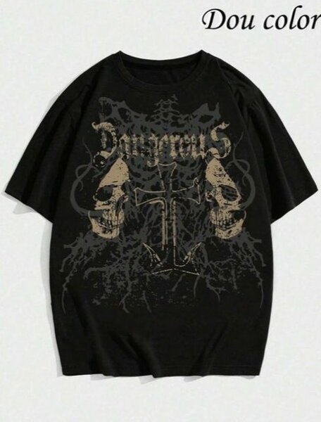 T-shirt noire gothique crâne