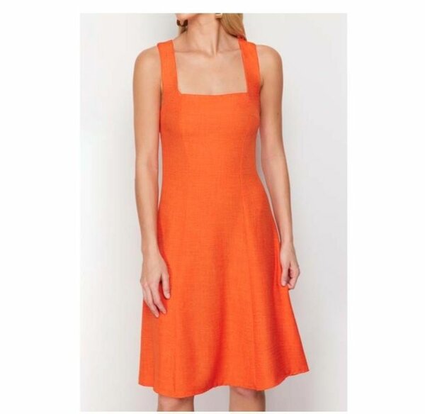 Robe Orange Élégante Été