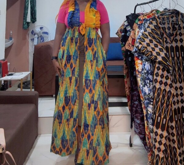 Robe longue en wax colorée